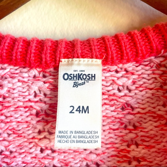 OshKosh Pink & White Knit Sweater 24 Months - Picture 2 of 3